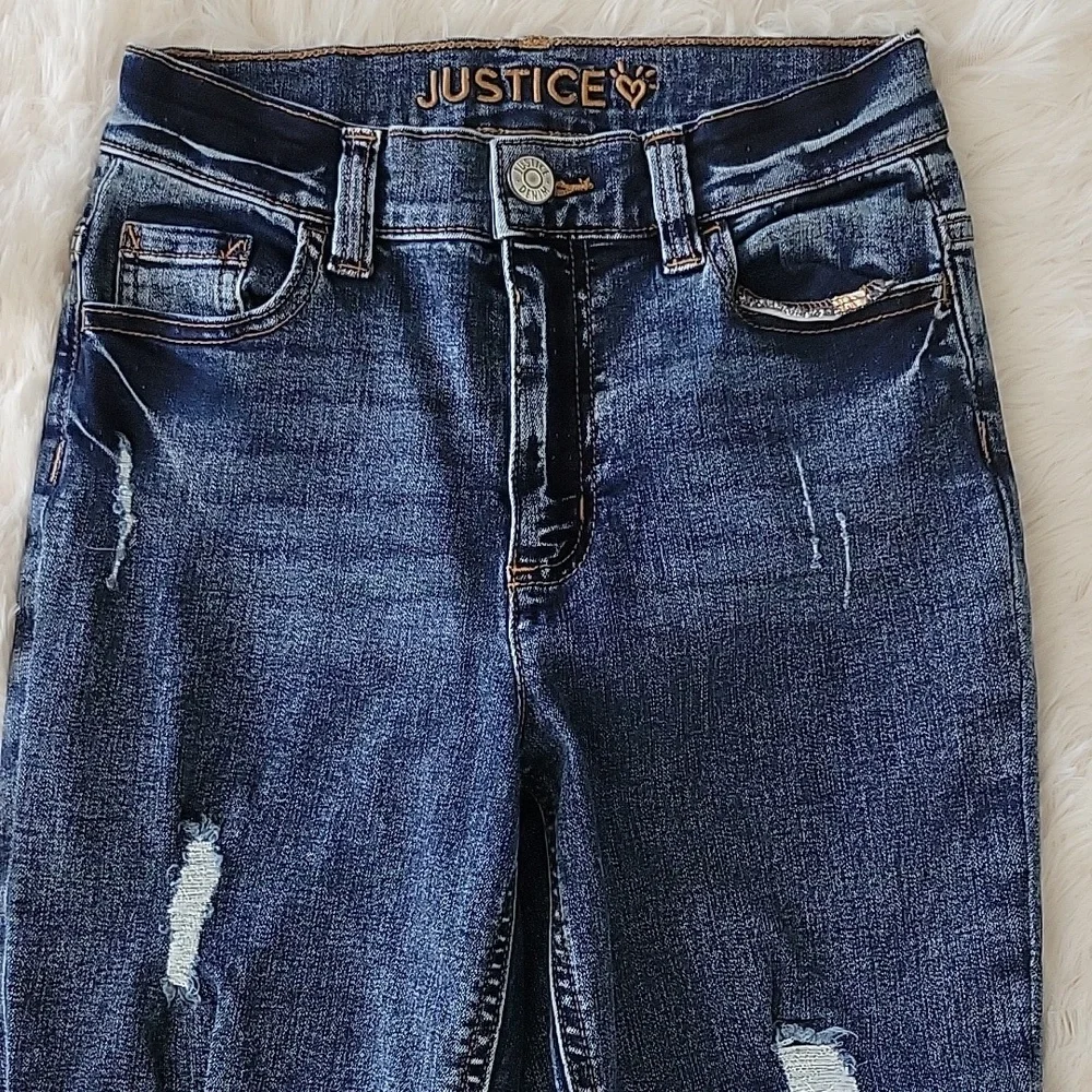 Justice Jeans Bundle 3 Pairs Size 12 Slim Mini Mom Dark, Flippy Sequins, Purple